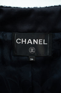 CHANEL 18PA Dark Navy Red Ivory Tricolor Braid Trim Wool Tweed Jacket Coat 34 36 | UK