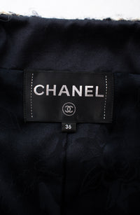 CHANEL 18PA Dark Navy Red Ivory Tricolor Braid Trim Wool Tweed Jacket Coat 34 36 | UK