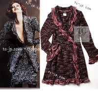 CHANEL 97A Vintage Pink Red Waffle Coat Long Cardigan 38 40 シャネル ヴィンテージ ピンク レッド ワッフル コート ロング カーディガン 即発