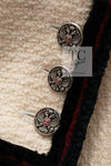 CHANEL 09PF Ivory Black Red Trim Moscow Wool Tweed Jacket 36 シャネル アイボリー ブラック レッド トリム ロマノフ ウール ツイード ジャケット 即発