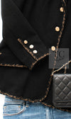 CHANEL 10C Black Gold Line Trim Wool Jacket 42 シャネル ブラック ゴールド ライン トリム ウール ジャケット 即発