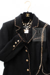 CHANEL 10C Black Gold Line Trim Wool Jacket 42 シャネル ブラック ゴールド ライン トリム ウール ジャケット 即発