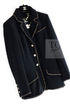 CHANEL 10C Black Gold Line Trim Wool Jacket 42 シャネル ブラック ゴールド ライン トリム ウール ジャケット 即発