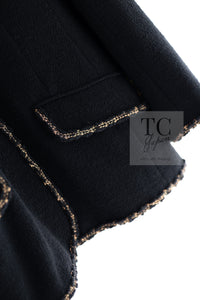 CHANEL 10C Black Gold Line Trim Wool Jacket 42 シャネル ブラック ゴールド ライン トリム ウール ジャケット 即発