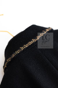 CHANEL 10C Black Gold Line Trim Wool Jacket 42 シャネル ブラック ゴールド ライン トリム ウール ジャケット 即発