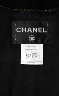 CHANEL 10C Black Gold Line Trim Wool Jacket 34 シャネル ブラック ゴールド ライン トリム ウール ジャケット 即発