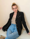CHANEL 10C Black Gold Line Trim Wool Jacket 42 シャネル ブラック ゴールド ライン トリム ウール ジャケット 即発