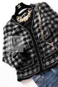 CHANEL 11A Black Silver Metallic Gripox Buttons Jacket 36 シャネル ブラック シルバー メタリック グリポワ宝石ボタン ジャケット 即発