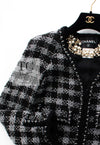 CHANEL 11A Black Silver Metallic Gripox Buttons Jacket 36 シャネル ブラック シルバー メタリック グリポワ宝石ボタン ジャケット 即発