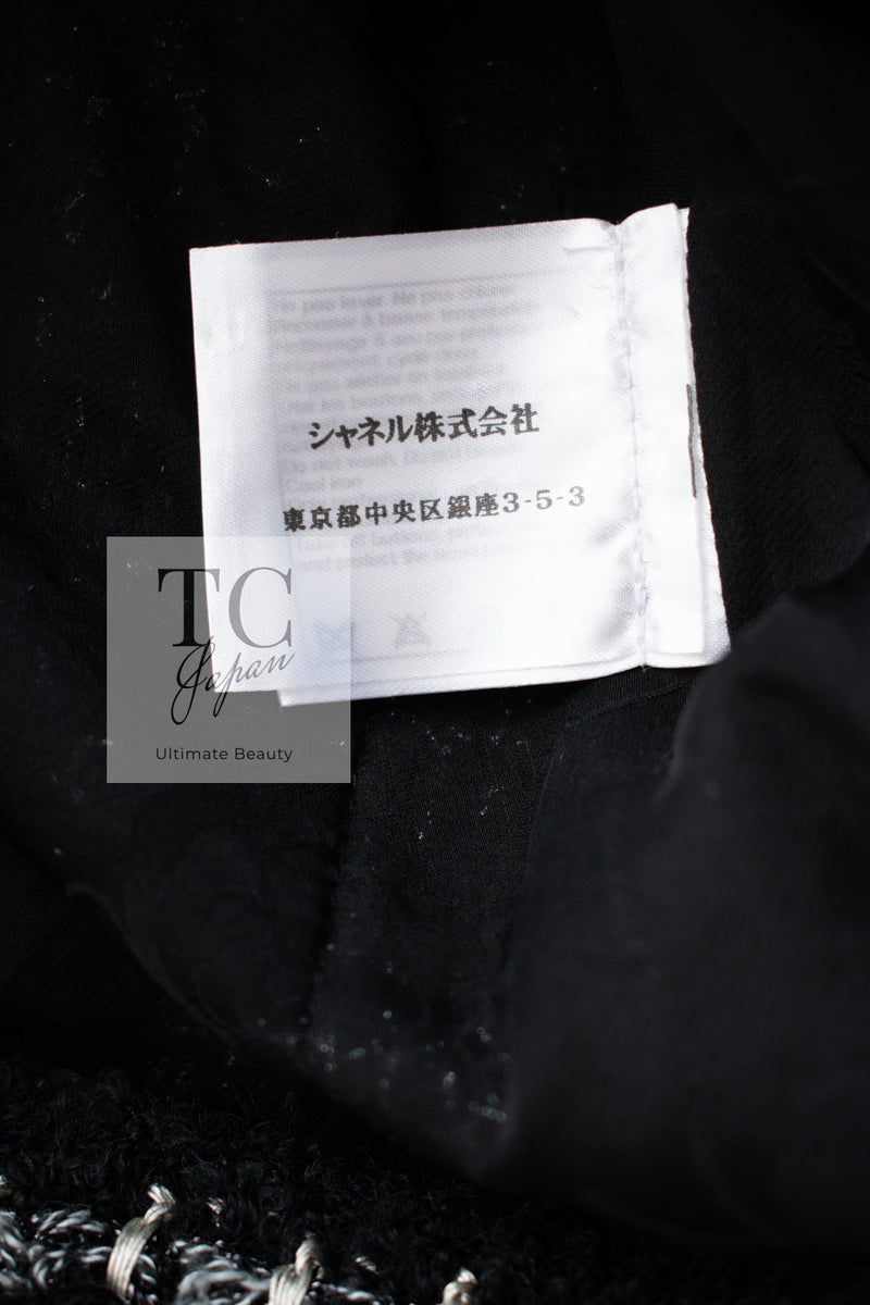 CHANEL 11A Black Silver Metallic Gripox Buttons Jacket 36 シャネル ブラック シルバー メタリック グリポワ宝石ボタン ジャケット 即発