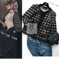 CHANEL 11A Black Silver Metallic Gripox Buttons Jacket 36 シャネル ブラック シルバー メタリック グリポワ宝石ボタン ジャケット 即発