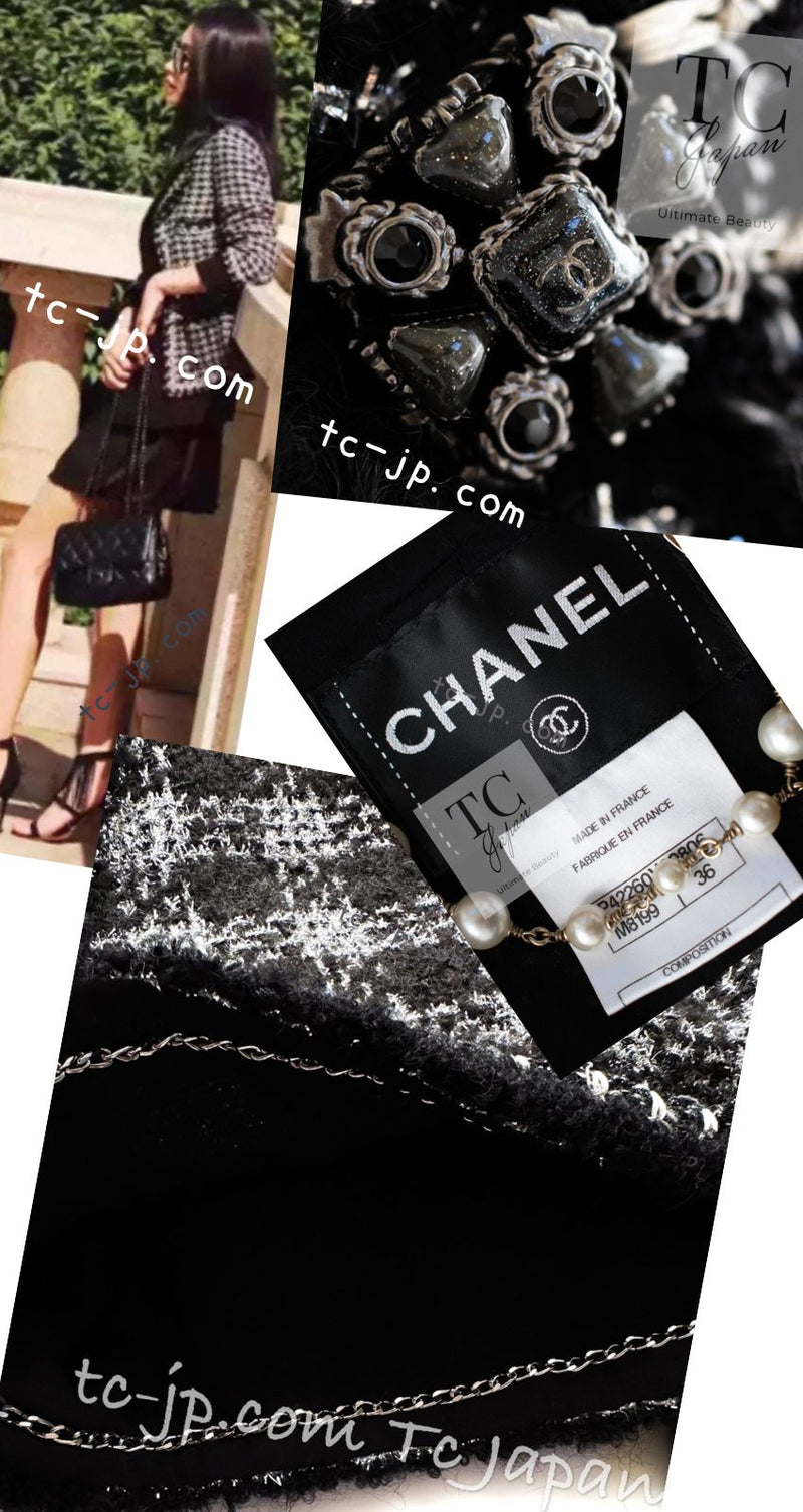 CHANEL 11A Black Silver Metallic Gripox Buttons Jacket 36 シャネル ブラック シルバー メタリック グリポワ宝石ボタン ジャケット 即発