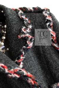 CHANEL 13PF Gray Black Trim Wool Tweed Jacket 36 38 シャネル グレー ブラック トリミング ウール ツイード ジャケット 即発