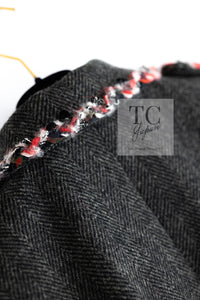 CHANEL 13PF Gray Black Trim Wool Tweed Jacket 36 38 シャネル グレー ブラック トリミング ウール ツイード ジャケット 即発