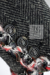 CHANEL 13PF Gray Black Trim Wool Tweed Jacket 36 38 シャネル グレー ブラック トリミング ウール ツイード ジャケット 即発