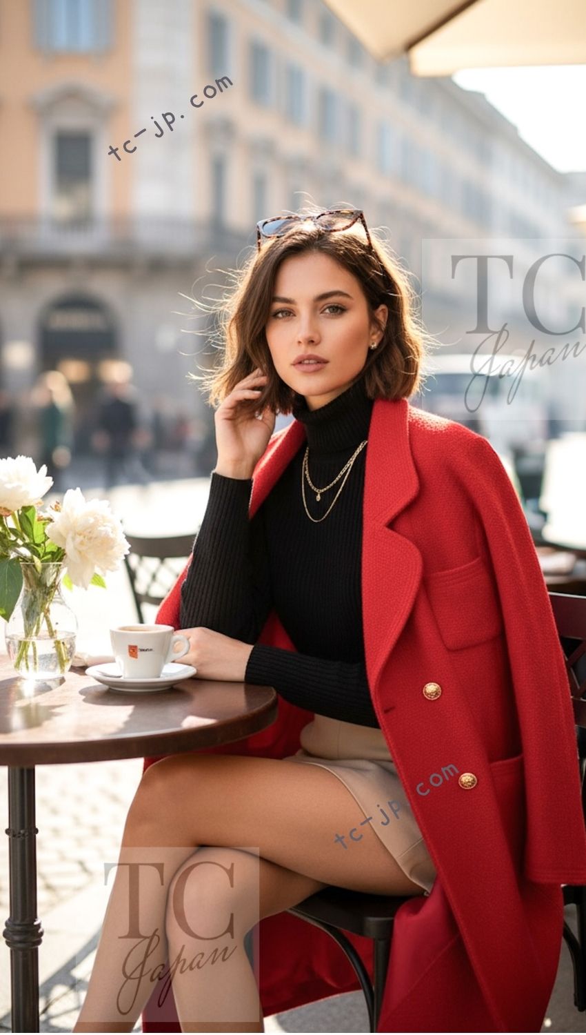 CHANEL 88A vintage red princess diana double tweed jacket coat 1