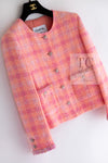 CHANEL 24C Pink Orange Collarless Tweed Jacket 38 シャネル ピンク オレンジ ノーカラー ツイード ジャケット 即発