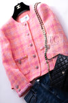 CHANEL 24C Pink Orange Collarless Tweed Jacket 38 シャネル ピンク オレンジ ノーカラー ツイード ジャケット 即発