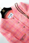 CHANEL 24C Pink Orange Collarless Tweed Jacket 38 シャネル ピンク オレンジ ノーカラー ツイード ジャケット 即発