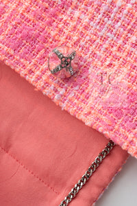 CHANEL 24C Pink Orange Collarless Tweed Jacket 38 シャネル ピンク オレンジ ノーカラー ツイード ジャケット 即発