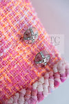 CHANEL 24C Pink Orange Collarless Tweed Jacket 38 シャネル ピンク オレンジ ノーカラー ツイード ジャケット 即発