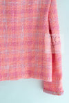 CHANEL 24C Pink Orange Collarless Tweed Jacket 38 シャネル ピンク オレンジ ノーカラー ツイード ジャケット 即発