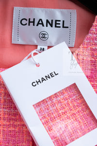 CHANEL 24C Pink Orange Collarless Tweed Jacket 38 シャネル ピンク オレンジ ノーカラー ツイード ジャケット 即発