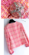 CHANEL 24C Pink Orange Collarless Tweed Jacket 38 シャネル ピンク オレンジ ノーカラー ツイード ジャケット 即発