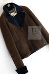 CHANEL 04A Brown Lambskin Leather Shearling Riders Zipper Jacket 38 シャネル ブラウン ラムスキン レザー ムートン ライダース ジッパー ジャケット 即発