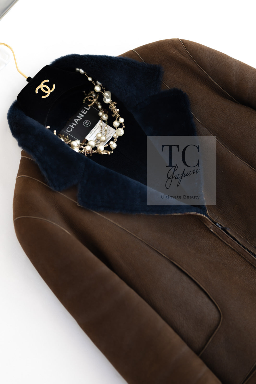 シャネル ジャケット CHANEL ブラウン ラムスキン レザー ムートン
