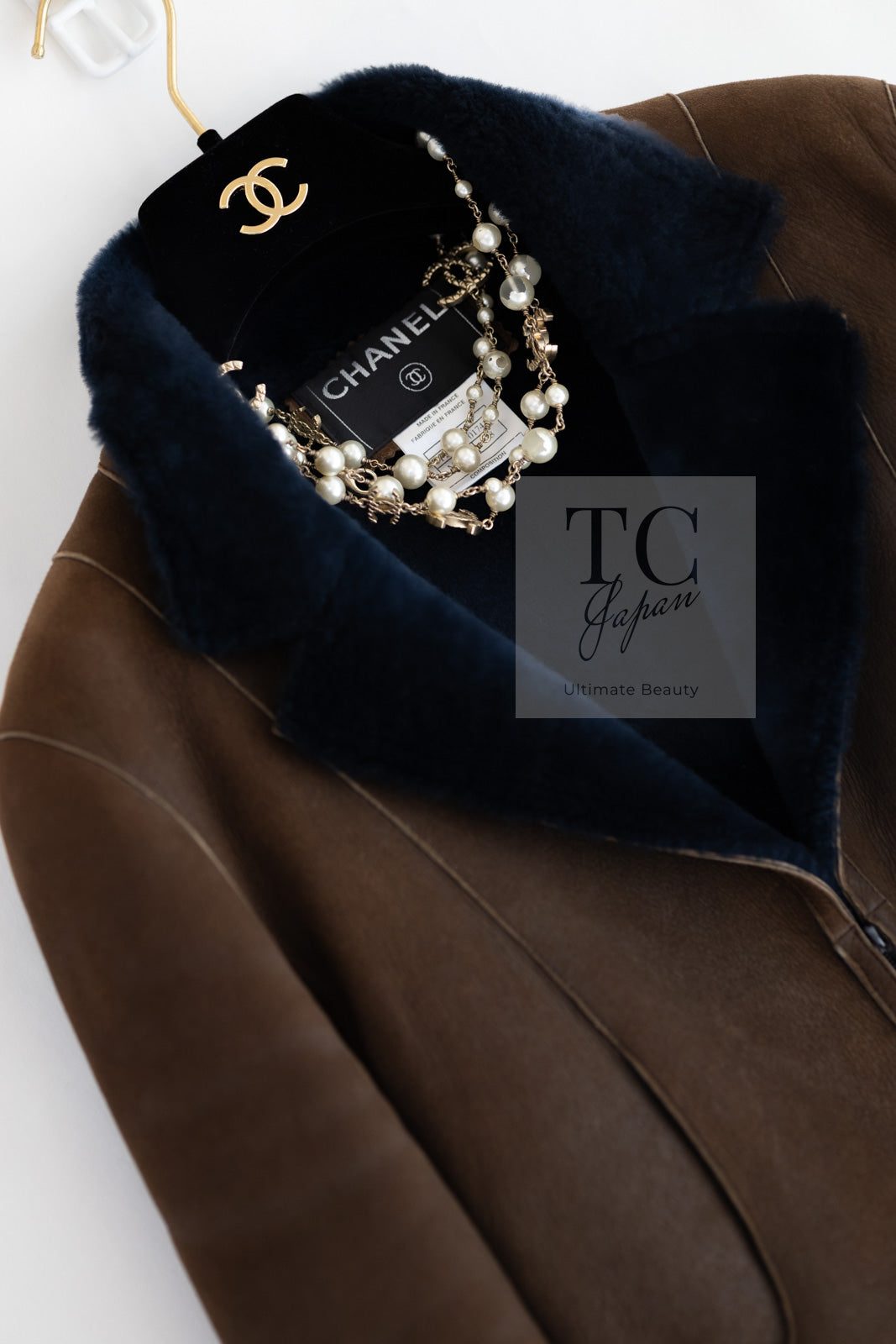 シャネル ジャケット CHANEL ブラウン ラムスキン レザー ムートン