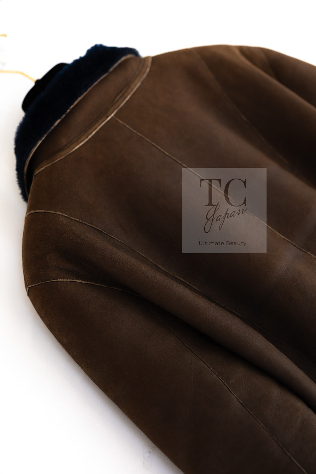 シャネル ジャケット CHANEL ブラウン ラムスキン レザー ムートン