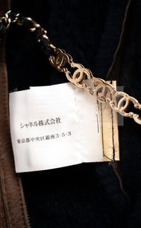 CHANEL 04A Brown Lambskin Leather Shearling Riders Zipper Jacket 38 シャネル ブラウン ラムスキン レザー ムートン ライダース ジッパー ジャケット 即発