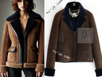 CHANEL 04A Brown Lambskin Leather Shearling Riders Zipper Jacket 38 シャネル ブラウン ラムスキン レザー ムートン ライダース ジッパー ジャケット 即発