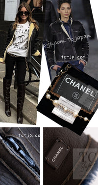 CHANEL 04A Brown Lambskin Leather Shearling Riders Zipper Jacket 38 シャネル ブラウン ラムスキン レザー ムートン ライダース ジッパー ジャケット 即発