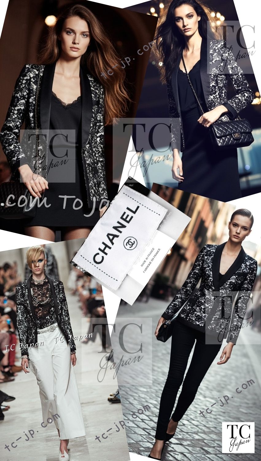 CHANEL 14C Black White Floral Lace Party Double Jacket 34 36 シャネル ブラック ホワイト フローラル レース パーティー ダブル ジャケット 即発
