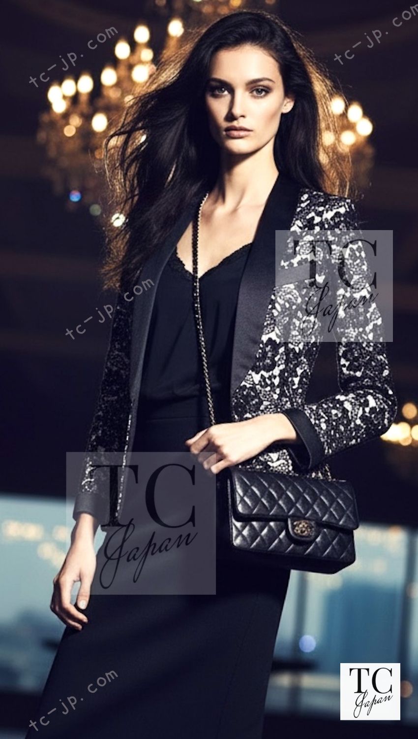 CHANEL 14C Black White Floral Lace Party Jacket 34 36 シャネル ブラック ホワイト フローラル レース パーティー ジャケット 即発 - TC JAPAN