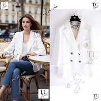 CHANEL 12S Tweed Jacket Blazer White Double Breasted CC Logo Buttons Embroidered Logo 40 シャネル ツイード ジャケット ブレザー ホワイト ダブルブレスト CCロゴボタン 刺繍ロゴ 即発