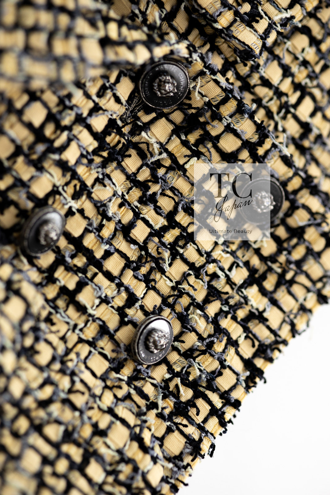 シャネル ジャケット CHANEL イエロー ブラック ライオン ボタン