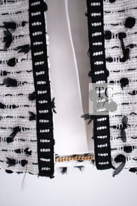 CHANEL 95C Vintage White Black Ribbon Tweed Jacket 34 シャネル ヴィンテージ ホワイト ブラック リボン ツイード ジャケット 即発