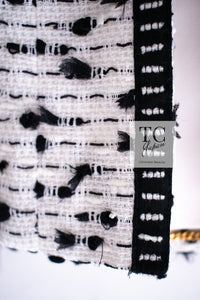 CHANEL 95C Vintage White Black Ribbon Tweed Jacket 34 シャネル ヴィンテージ ホワイト ブラック リボン ツイード ジャケット 即発