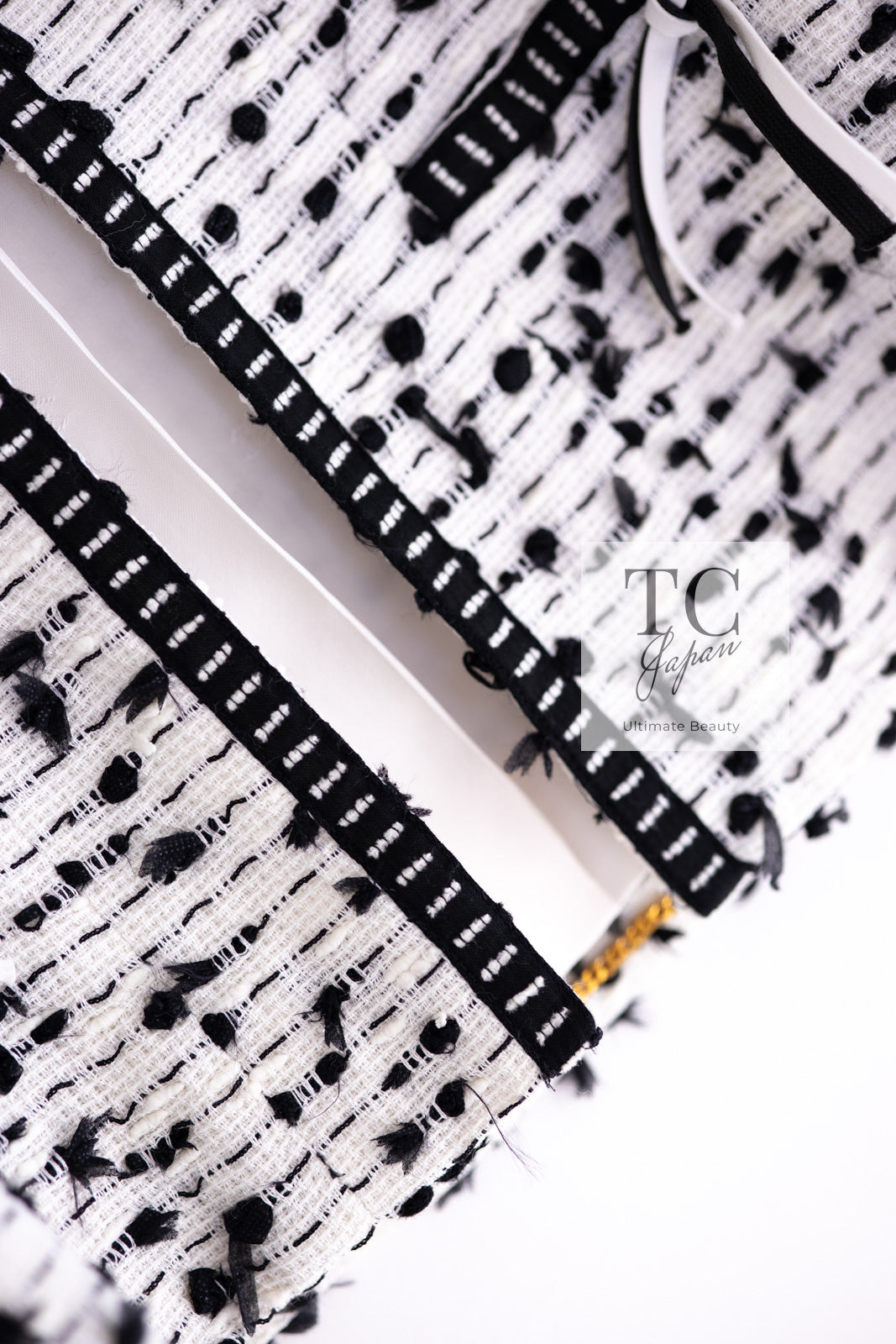 シャネル ジャケット CHANEL ヴィンテージ ホワイト ブラック リボン