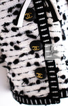 CHANEL 95C Vintage White Black Ribbon Tweed Jacket 34 シャネル ヴィンテージ ホワイト ブラック リボン ツイード ジャケット 即発