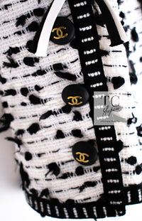 CHANEL 95C Vintage White Black Ribbon Tweed Jacket 34 シャネル ヴィンテージ ホワイト ブラック リボン ツイード ジャケット 即発