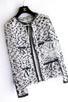 CHANEL 95C Vintage White Black Ribbon Tweed Jacket 34 シャネル ヴィンテージ ホワイト ブラック リボン ツイード ジャケット 即発