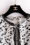 CHANEL 95C Vintage White Black Ribbon Tweed Jacket 34 シャネル ヴィンテージ ホワイト ブラック リボン ツイード ジャケット 即発