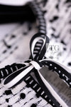 CHANEL 95C Vintage White Black Ribbon Tweed Jacket 34 シャネル ヴィンテージ ホワイト ブラック リボン ツイード ジャケット 即発