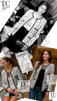 CHANEL 95C Vintage White Black Ribbon Tweed Jacket 34 シャネル ヴィンテージ ホワイト ブラック リボン ツイード ジャケット 即発