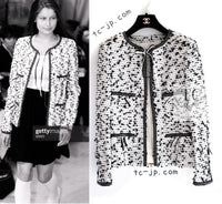 CHANEL 95C Vintage White Black Ribbon Tweed Jacket 34 シャネル ヴィンテージ ホワイト ブラック リボン ツイード ジャケット 即発