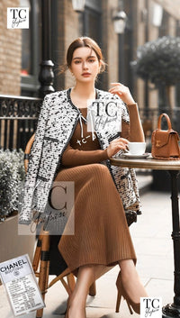 CHANEL 95C Vintage White Black Ribbon Tweed Jacket 34 シャネル ヴィンテージ ホワイト ブラック リボン ツイード ジャケット 即発